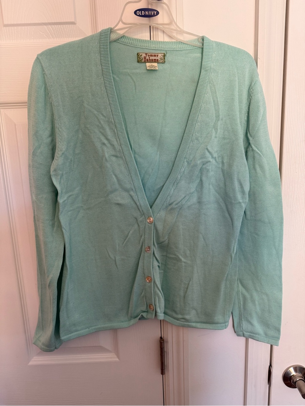 Tommy Bahama Vintage Mint Green V-Neck Button Cardigan